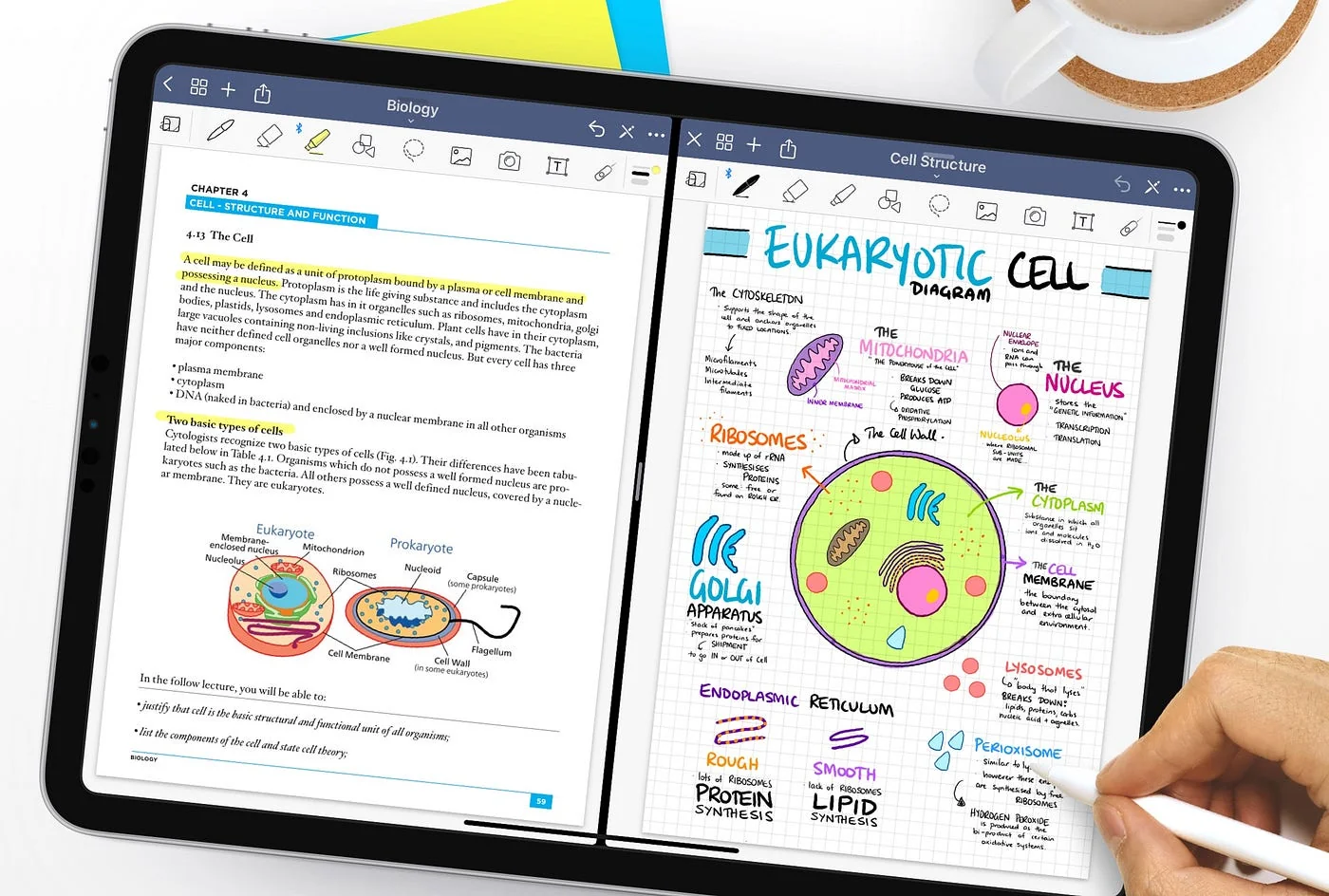 GoodNotes app on iPad showing handwritten Cornell notes with Apple Pencil