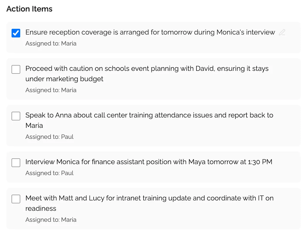 AI-Powered Meeting Action Items