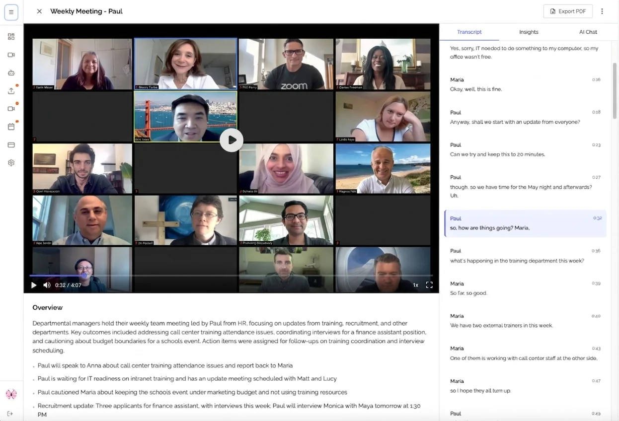Organized Meeting Dashboard