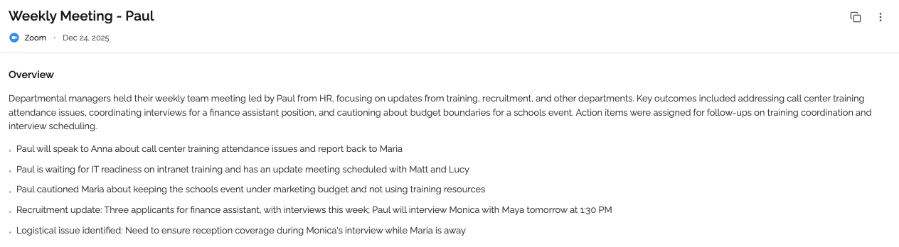 Organized Meeting Notes Example