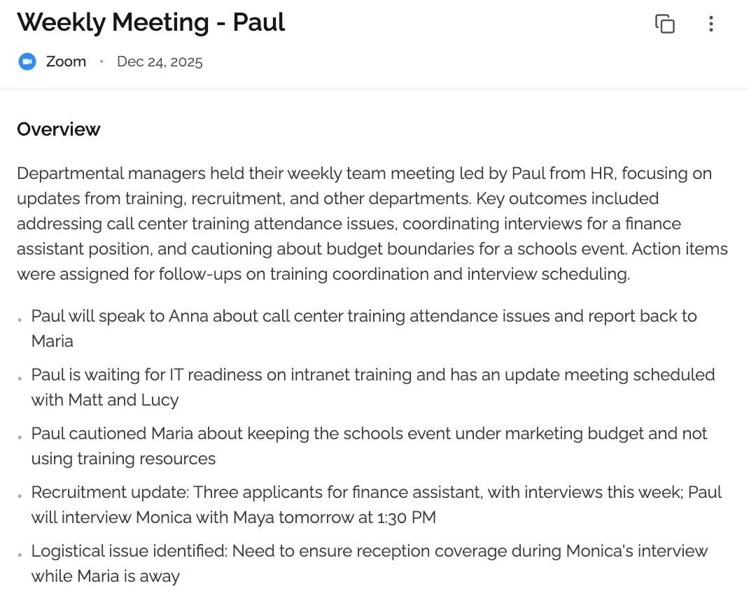 KenzNote Meeting Summaries